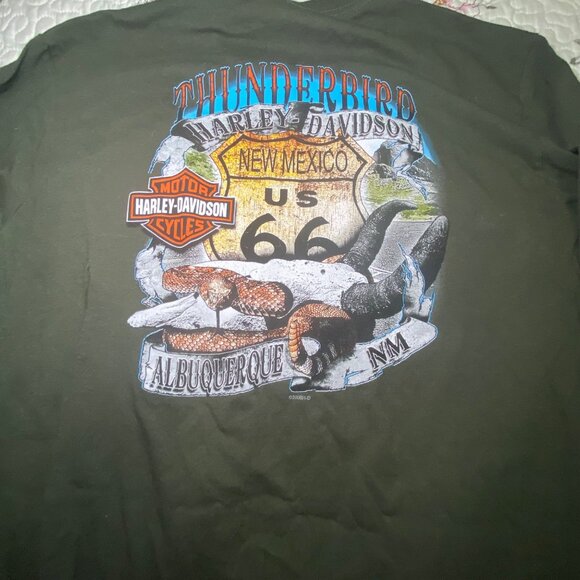 Harley-Davidson XL Long-Sleeve Shirt Mens Route 66 Graphic Olive Green Cotton - Picture 4 of 9